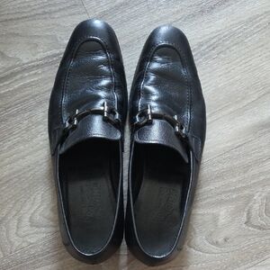 Salvatore Ferragamo Dark Leather Slip-On Loafers